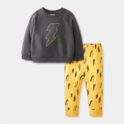 Baby Boys' 2pc Embroidered Lightning Bolt Fleece Sweatshirt & Jogger Pants Set - Cat & Jack™ Gray 12M