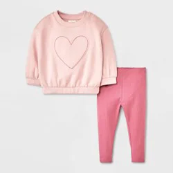 Baby Girls' 2pc Embroidered Heart Fleece Sweatshirt & Leggings Set - Cat & Jack™ Purple Newborn