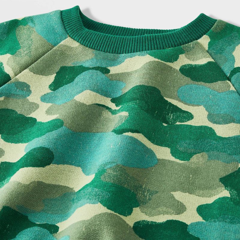 slide 3 of 4, Baby Boys' 2pc Camo Print Fleece Sweatshirt & Jogger Pants Set - Cat & Jack™ Green 3-6M, 2 ct