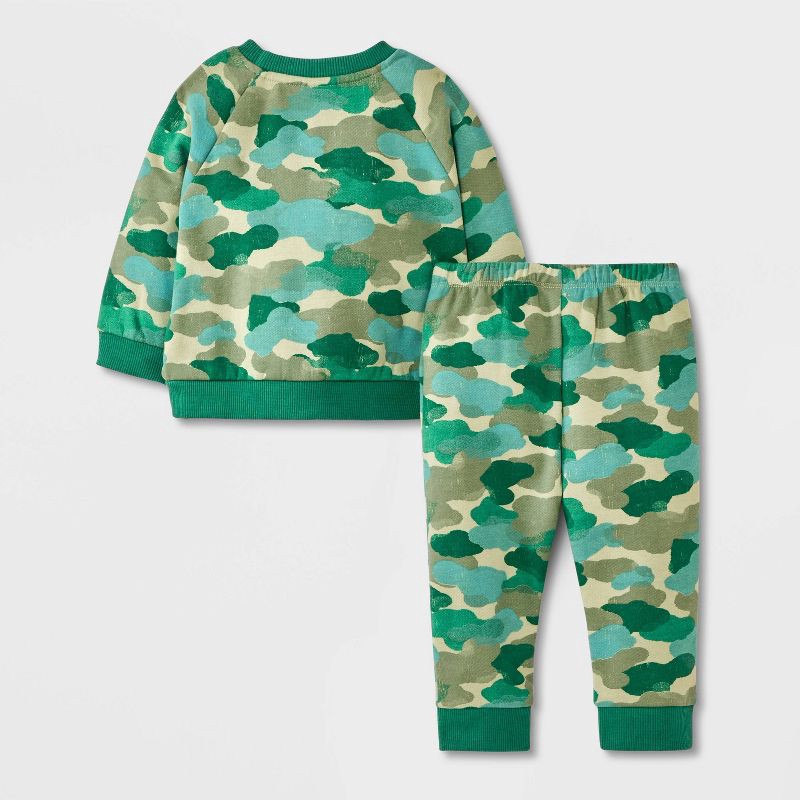 slide 2 of 4, Baby Boys' 2pc Camo Print Fleece Sweatshirt & Jogger Pants Set - Cat & Jack™ Green 6-9M, 2 ct