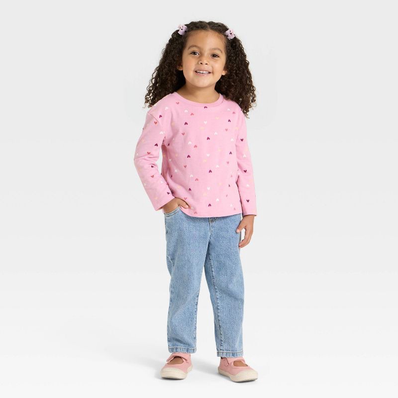 slide 3 of 3, Toddler Girls' Long Sleeve T-Shirt - Cat & Jack™ Lavender 12M, 1 ct