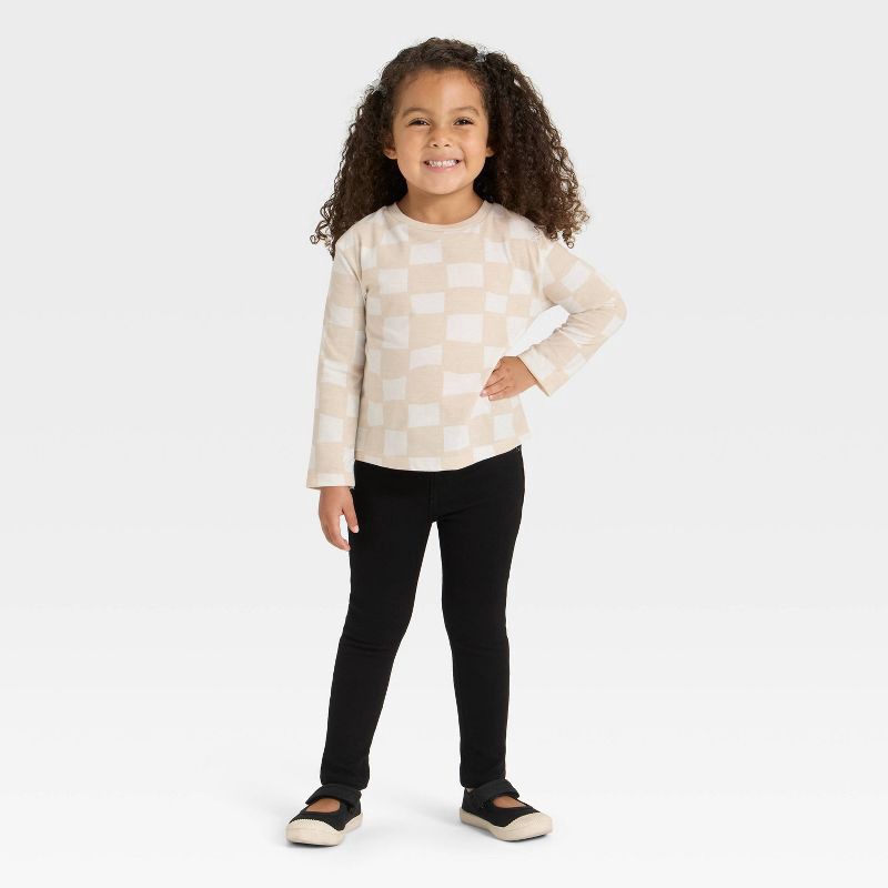 slide 3 of 3, Toddler Girls' Long Sleeve T-Shirt - Cat & Jack™ Beige 3T, 1 ct