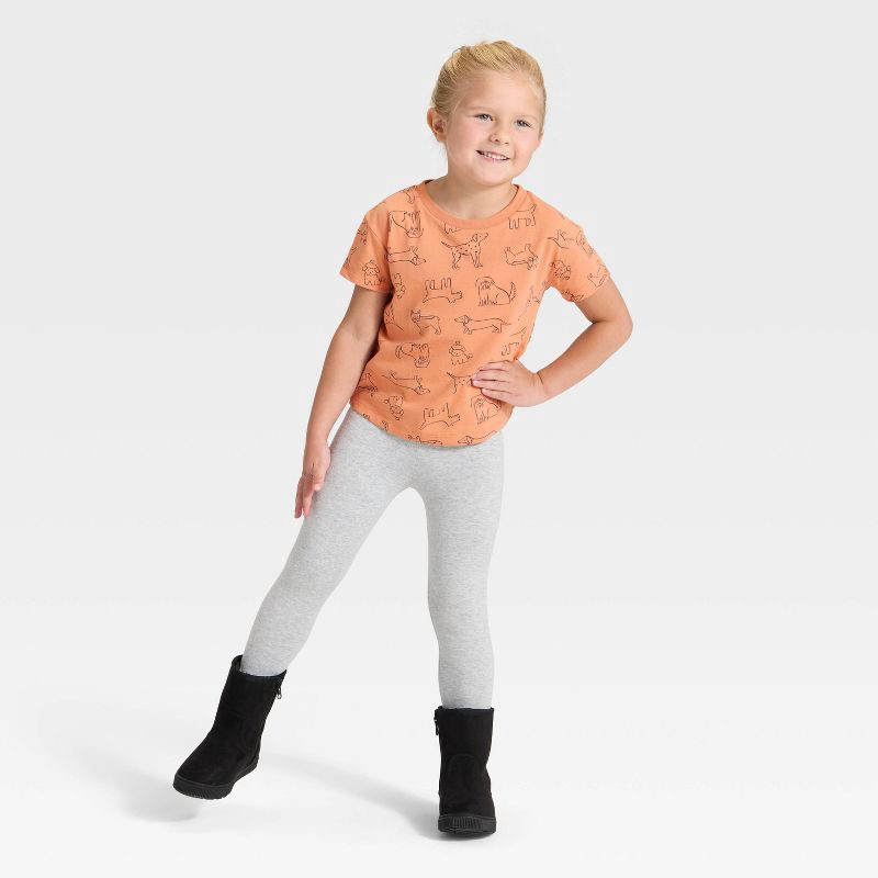 slide 2 of 3, Toddler Girls' Short Sleeve Dogs Relaxed T-Shirt - Cat & Jack™ Brown 3T, 1 ct