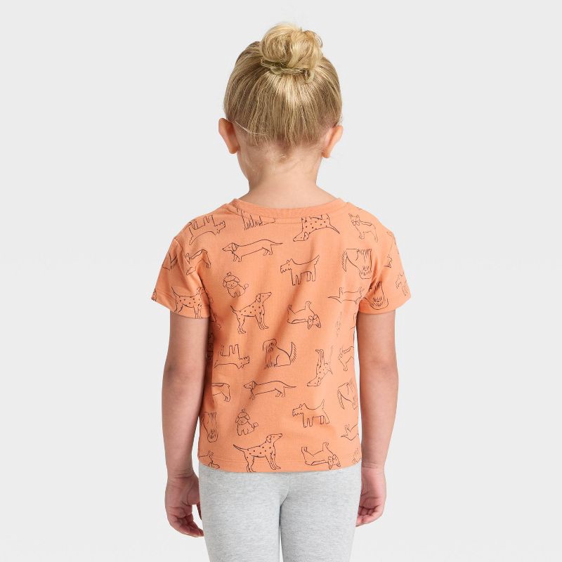 slide 3 of 3, Toddler Girls' Short Sleeve Dogs Relaxed T-Shirt - Cat & Jack™ Brown 4T, 1 ct