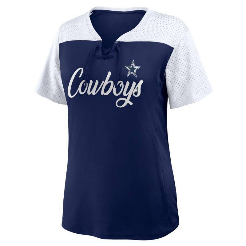 slide 2 of 3, NFL Dallas Cowboys Women's Short Sleeve Lace Up V-Neck Fashion Jersey - S, 1 ct