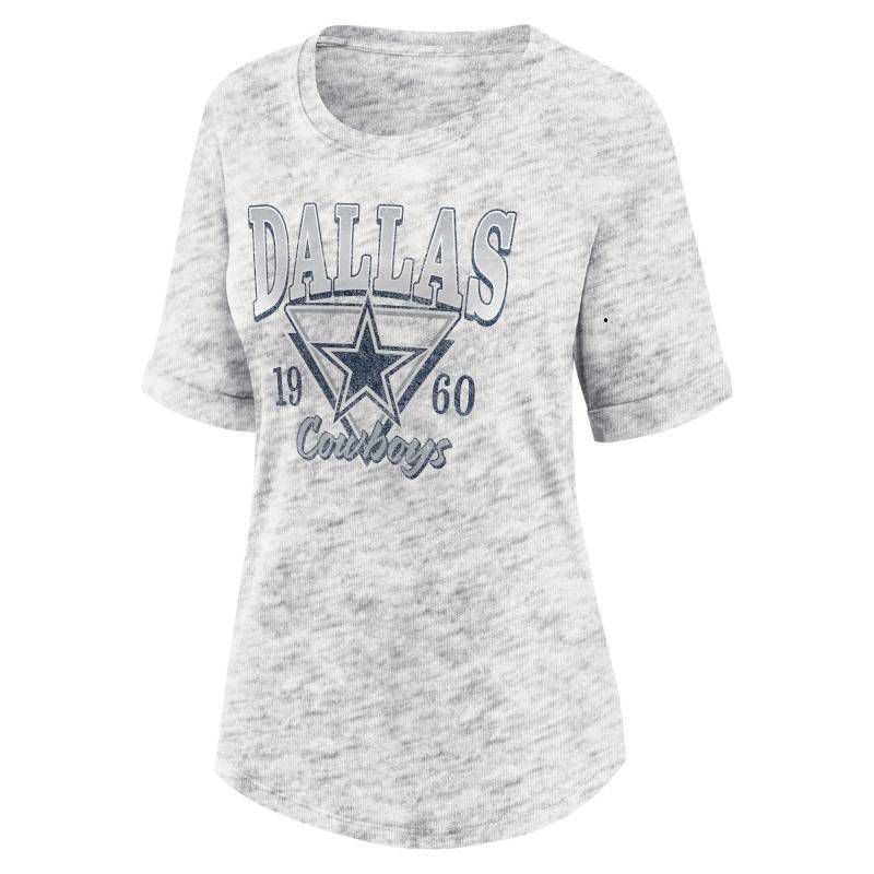 slide 2 of 3, NFL Dallas Cowboys Women's Gray Rolled Sleeve Fashion T-Shirt - M, 1 ct