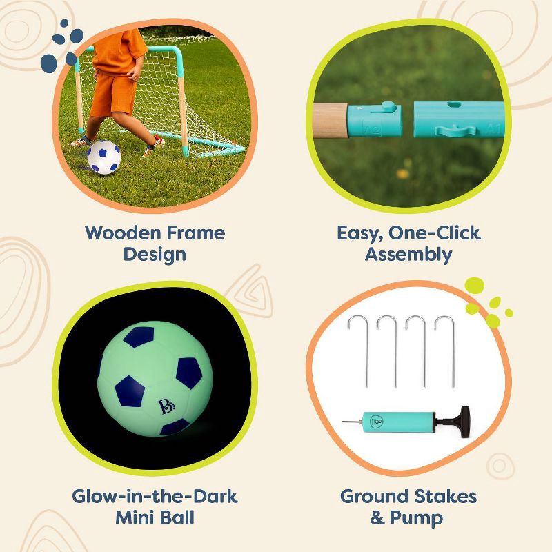 slide 3 of 10, B. toys 14'' x 25'' Glow-in-the-Dark Soccer Set, 1 ct