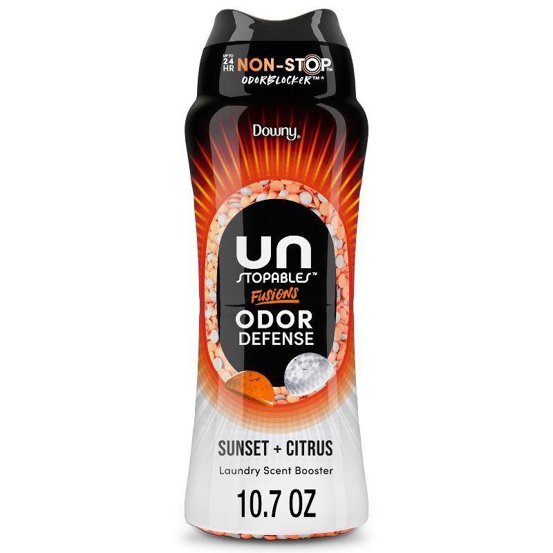 slide 1 of 14, Downy Unstopables Fusions Sunset & Citrus Laundry Additive Beads - 10.7oz: Bleach-Free, Odor Control, High Efficiency, 10.7 oz