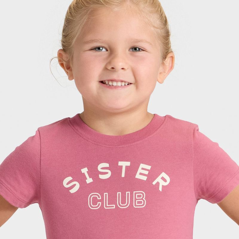 slide 4 of 4, Toddler Girls' Short Sleeve Sister Club Graphic T-Shirt - Cat & Jack™ Rose Pink 18M, 1 ct