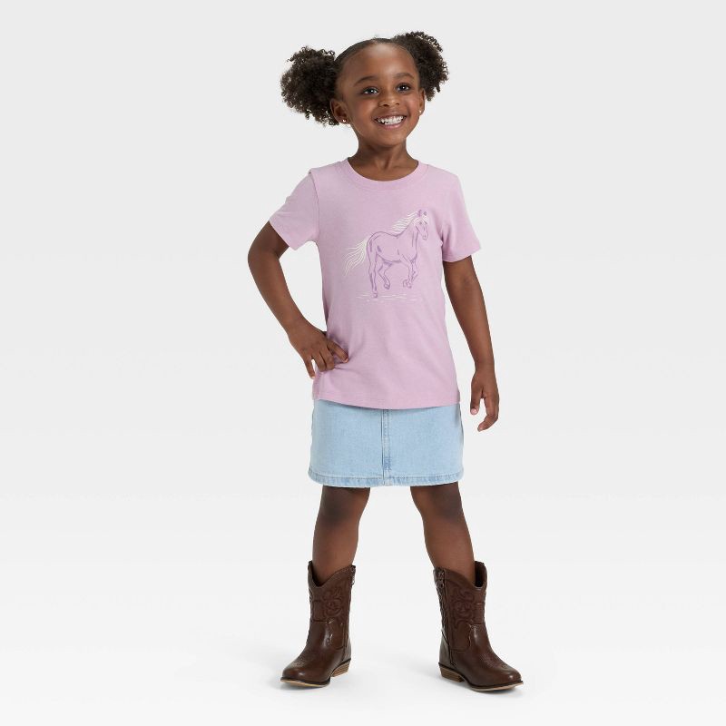 slide 3 of 4, Toddler Girls' Short Sleeve Horse Graphic T-Shirt - Cat & Jack™ Lavender 12M, 1 ct
