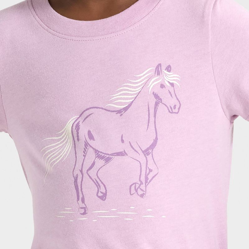 slide 2 of 4, Toddler Girls' Short Sleeve Horse Graphic T-Shirt - Cat & Jack™ Lavender 3T, 1 ct