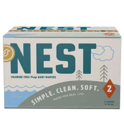 Nest Diapers Nest Chlorine-Free Baby Diapers - Fragrance Free, Gentle for Sensitive Skin - Size 2 (72ct)