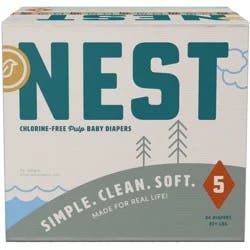 Nest Diapers Nest Chlorine-Free Baby Diapers - Fragrance Free, Gentle for Sensitive Skin - Size 5 (44ct)