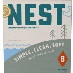 Nest Diapers Nest Chlorine-Free Baby Diapers - Fragrance Free, Gentle for Sensitive Skin - Size 6 (40ct)