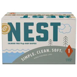 Nest Diapers Nest Chlorine-Free Baby Diapers - Fragrance Free, Gentle for Sensitive Skin - Size 1 (76ct)
