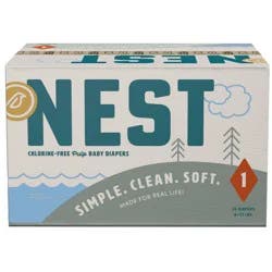Nest Diapers Nest Chlorine-Free Baby Diapers - Fragrance Free, Gentle for Sensitive Skin - Size 1 (76ct)