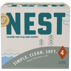 Nest Diapers Nest Chlorine-Free Baby Diapers - Fragrance Free, Gentle for Sensitive Skin - Size 4 (54ct)