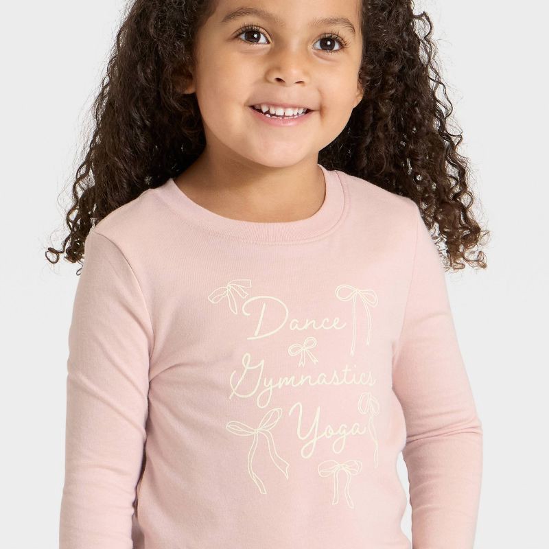 slide 2 of 4, Toddler Girls' Long Sleeve Dance Gymnastic Yoga Graphic Shirt - Cat & Jack™ Light Mauve 12M, 1 ct