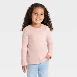Toddler Girls' Long Sleeve Dance Gymnastic Yoga Graphic Shirt - Cat & Jack™ Light Mauve 18M