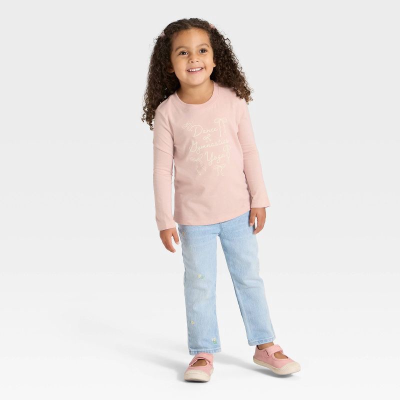 slide 4 of 4, Toddler Girls' Long Sleeve Dance Gymnastic Yoga Graphic Shirt - Cat & Jack™ Light Mauve 3T, 1 ct