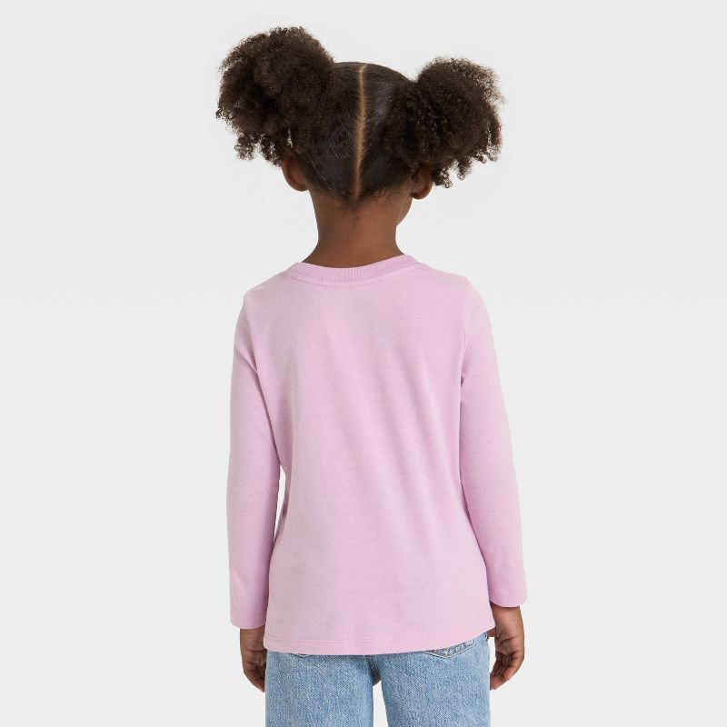 slide 3 of 4, Toddler Girls' Long Sleeve Horse Graphic Shirt - Cat & Jack™ Lavender 4T, 1 ct