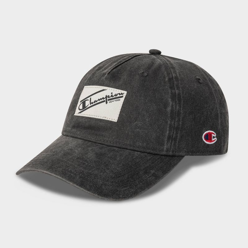 slide 4 of 4, Champion Adult Pigment-Washed Twill Baseball Hat - Black, 1 ct