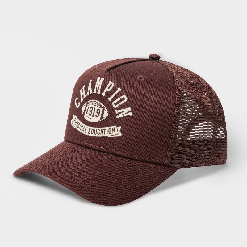 slide 2 of 4, Champion Adult Phys Ed Twill Trucker Hat - Maroon, 1 ct