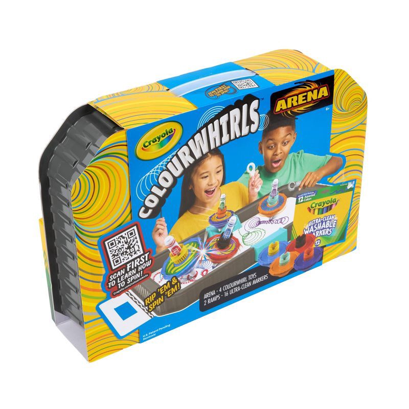 slide 2 of 5, Crayola Colourwhirls Battle Arena Art Game, 4ct, Battling Spinning Top Toys, Spin Art Craft, Birthday, Holiday and Christmas Gift for Kids, Ages 6+, 4 ct