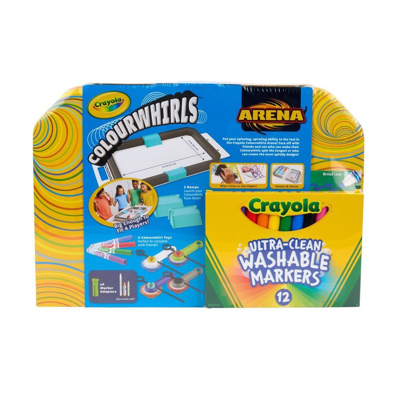 slide 3 of 5, Crayola Colourwhirls Battle Arena Art Game, 4ct, Battling Spinning Top Toys, Spin Art Craft, Birthday, Holiday and Christmas Gift for Kids, Ages 6+, 4 ct
