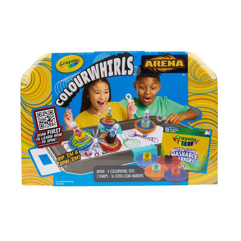 slide 1 of 5, Crayola Colourwhirls Battle Arena Art Game, 4ct, Battling Spinning Top Toys, Spin Art Craft, Birthday, Holiday and Christmas Gift for Kids, Ages 6+, 4 ct