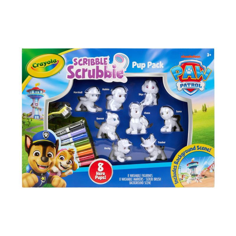 slide 1 of 5, Crayola Scribble Scrubbie PAW Patrol Pup Pack, 8ct, PAW Patrol Figurines, Color and Wash Toy for Boys and Girls, Holiday and Christmas Gift, 3+, 8 ct