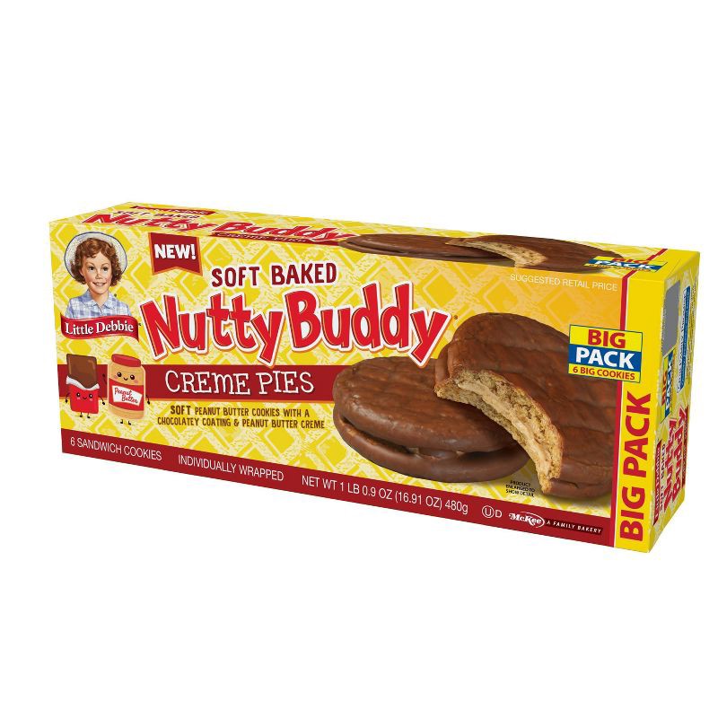 slide 3 of 3, Little Debbie Nutty Buddy Creme Pies - 16.91oz/6ct, 16.91 oz, 6 ct