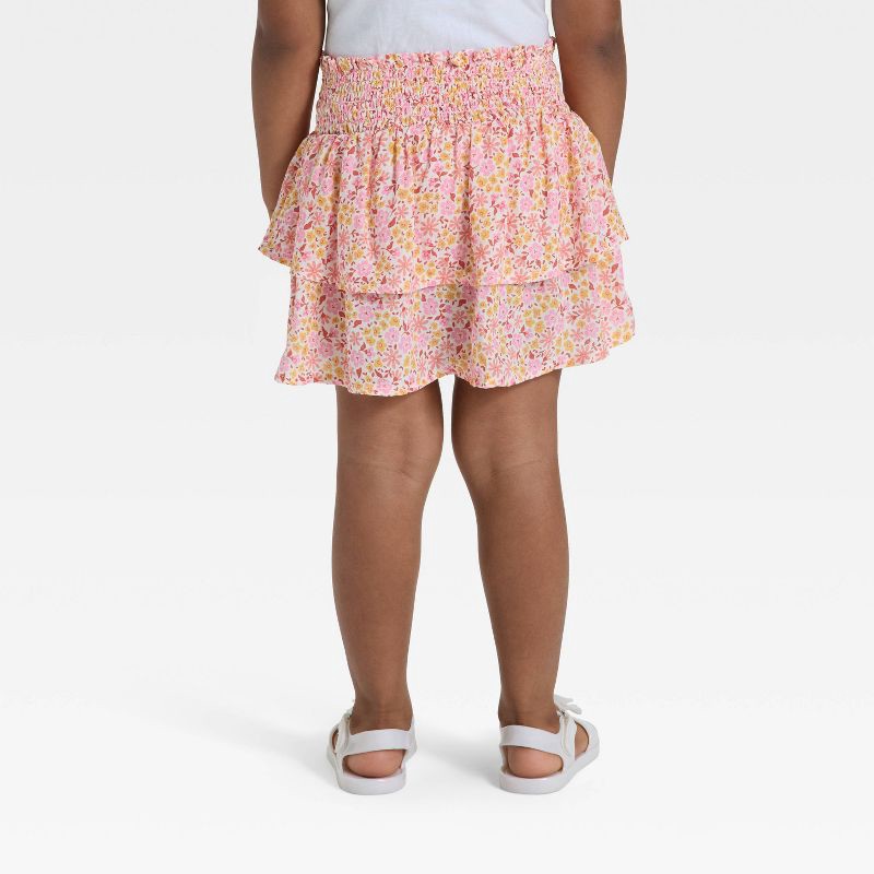 slide 2 of 3, Toddler Girls' Floral Tiered Skirt - Cat & Jack™ Light Pink 5T, 1 ct