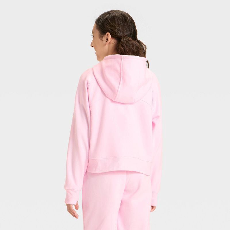 slide 2 of 3, Girls' Active Comfort Fleece Full-Zip Hoodie Sweatshirt - All In Motion™ Light Pink XS, 1 ct