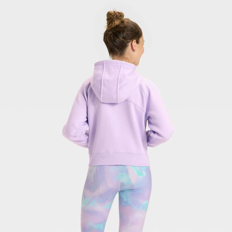 slide 2 of 3, Girls' Active Comfort Full-Zip Hooded Sweatshirt - All In Motion™ Lilac Purple S, 1 ct
