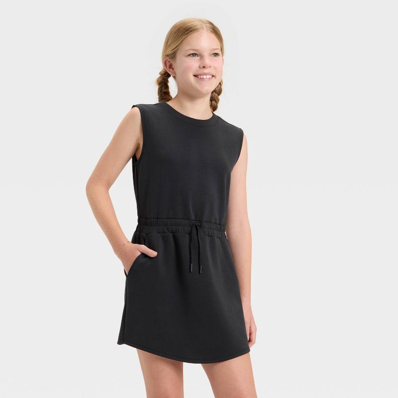 slide 1 of 3, Girls' Airy Sleek Dress - All In Motion™ Black XL, 1 ct