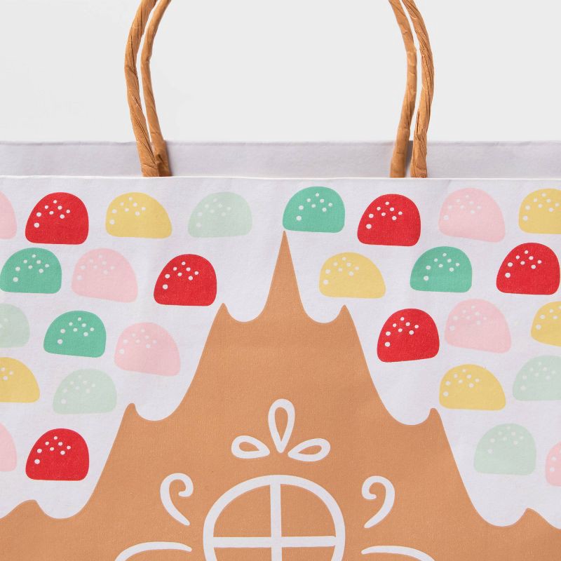 slide 3 of 3, XL Gingerbread House Christmas Gift Bag Colorful - Spritz™, 1 ct
