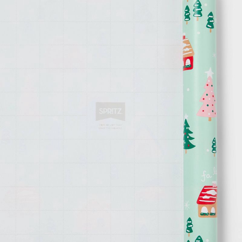 slide 3 of 3, 96"x30" Christmas Print Gift Wrapping Paper Green - Spritz™, 1 ct
