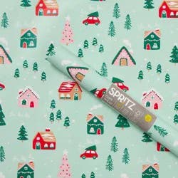 96"x30" Christmas Print Gift Wrapping Paper Green - Spritz™