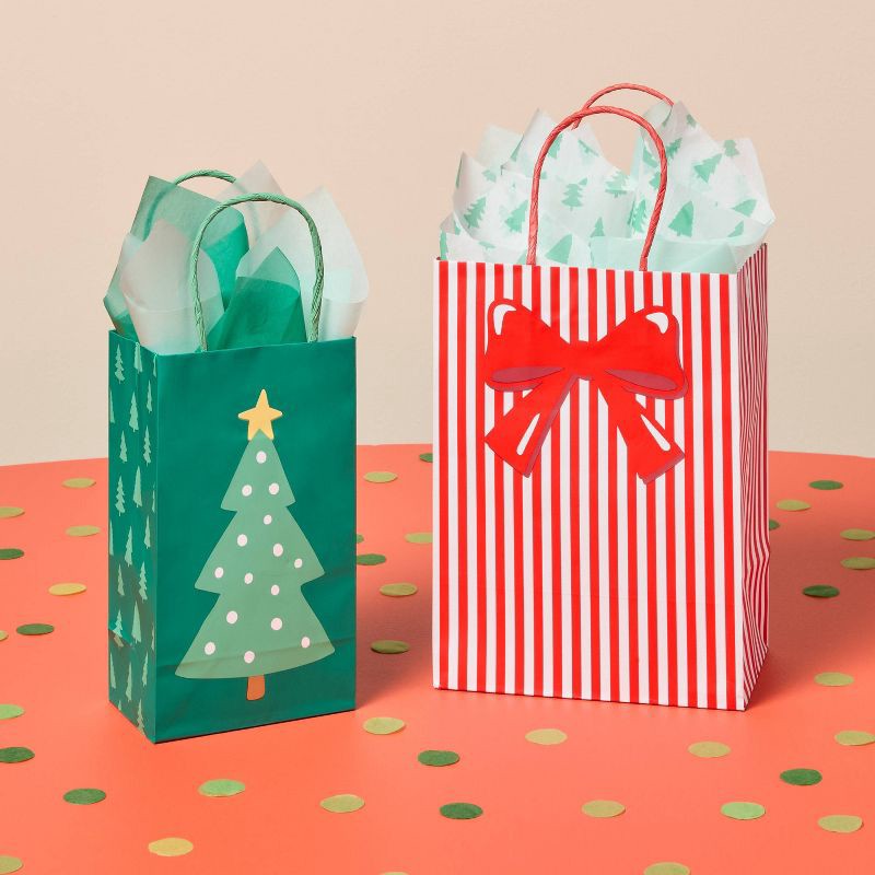 slide 2 of 3, XS Jr Tote Christmas Tree Gift Bag Green - Spritz™, 1 ct
