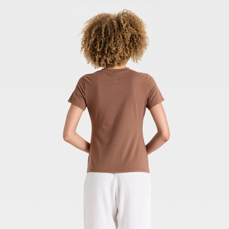 slide 2 of 4, Women's Short Sleeve T-Shirt - A New Day™ Brown L, 1 ct