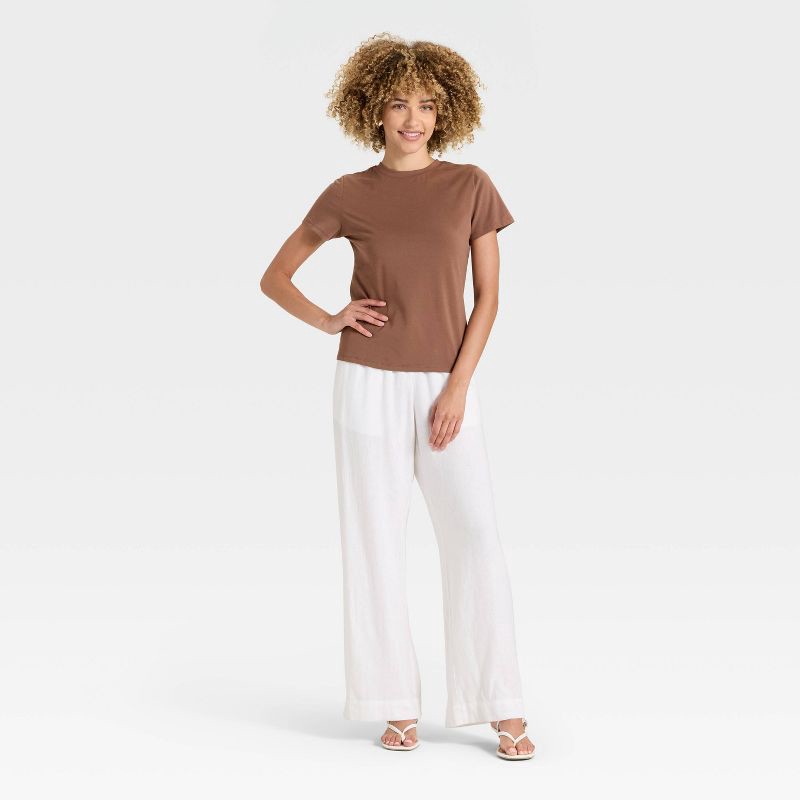 slide 3 of 4, Women's Short Sleeve T-Shirt - A New Day™ Brown L, 1 ct