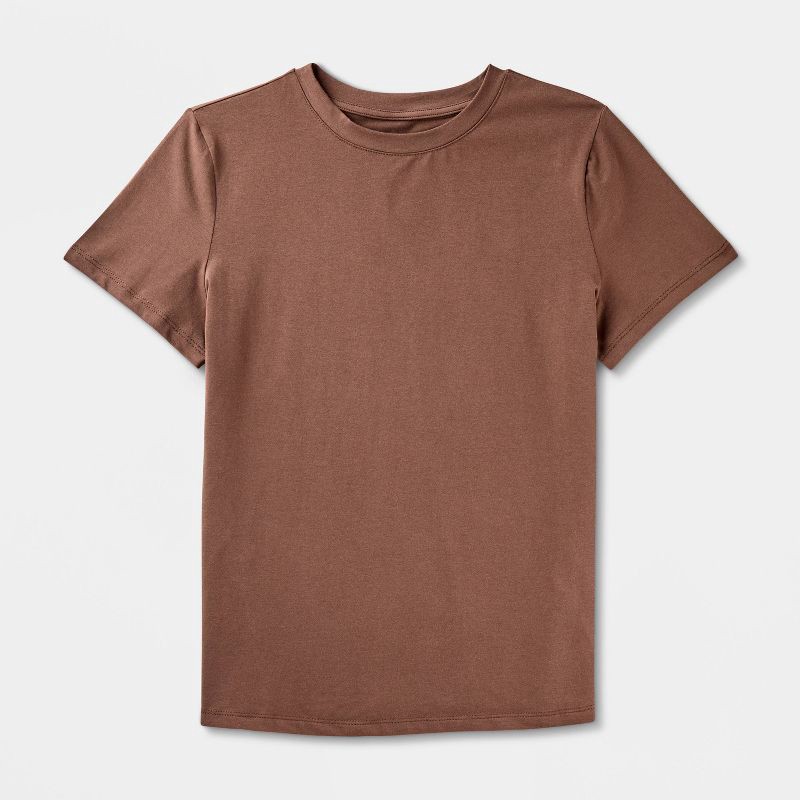 slide 4 of 4, Women's Short Sleeve T-Shirt - A New Day™ Brown L, 1 ct
