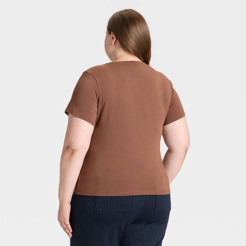 slide 2 of 3, Women's Short Sleeve T-Shirt - A New Day™ Brown XXL, 1 ct