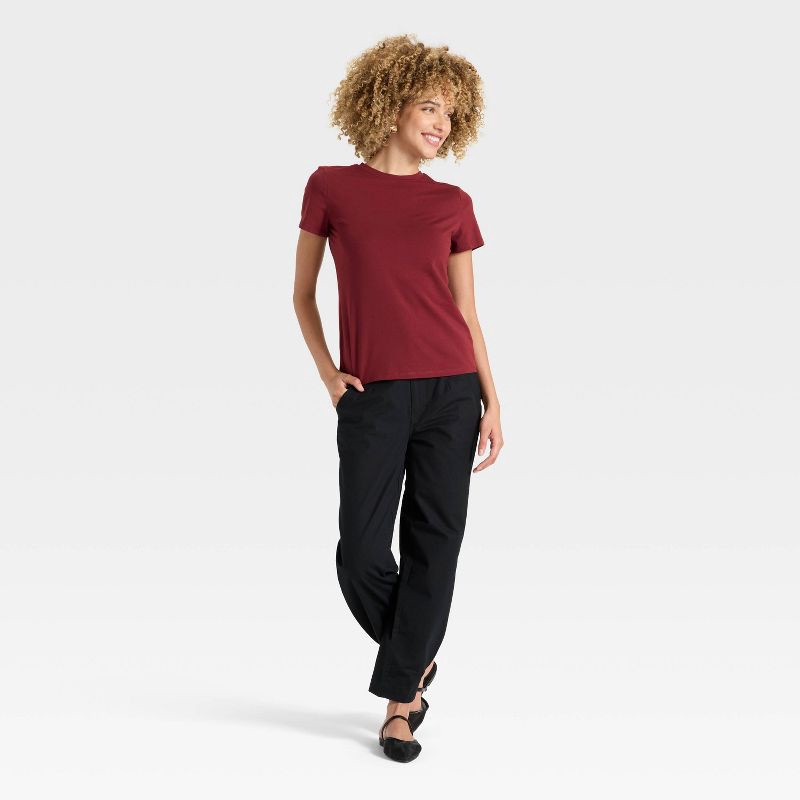 slide 3 of 4, Women's Short Sleeve T-Shirt - A New Day™ Maroon S, 1 ct