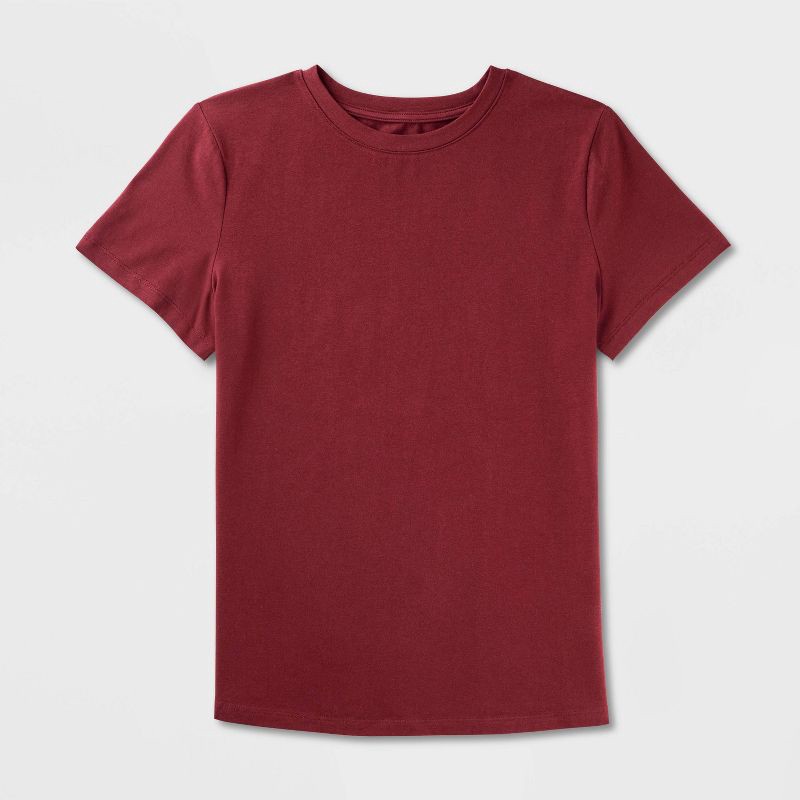 slide 4 of 4, Women's Short Sleeve T-Shirt - A New Day™ Maroon L, 1 ct