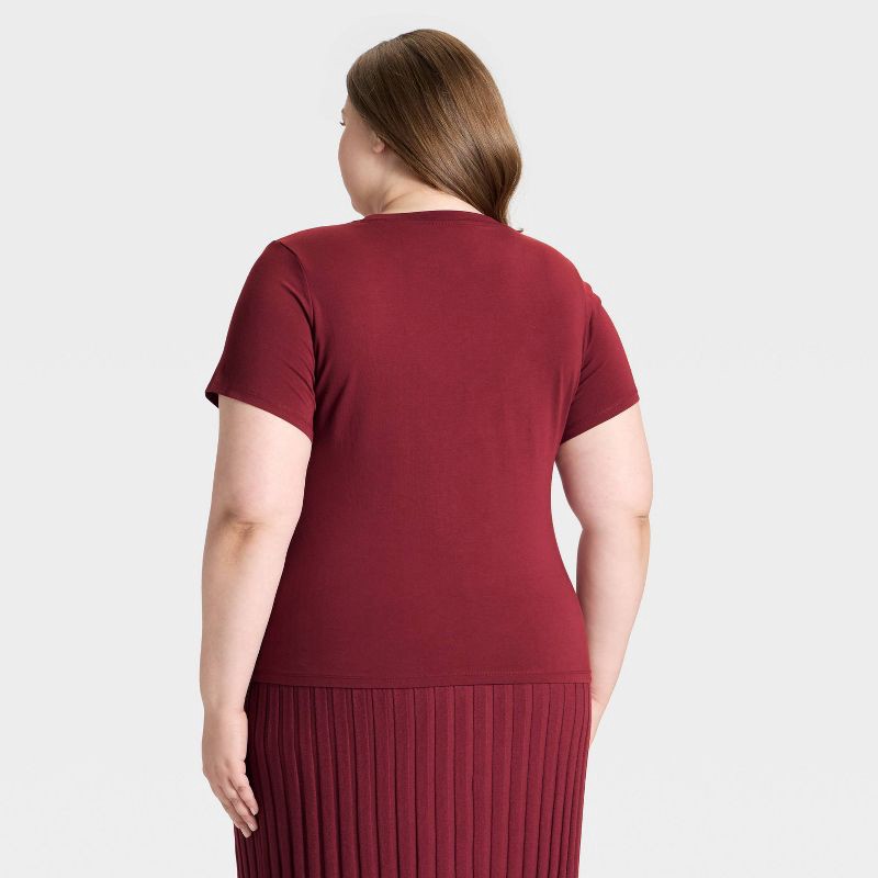 slide 2 of 4, Women's Short Sleeve T-Shirt - A New Day™ Maroon XXL, 1 ct