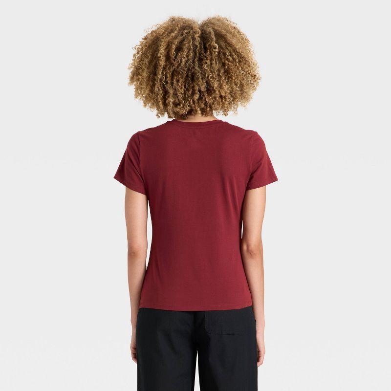 slide 2 of 4, Women's Short Sleeve T-Shirt - A New Day™ Maroon M, 1 ct