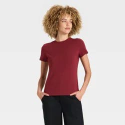 Women's Short Sleeve T-Shirt - A New Day™ Maroon M