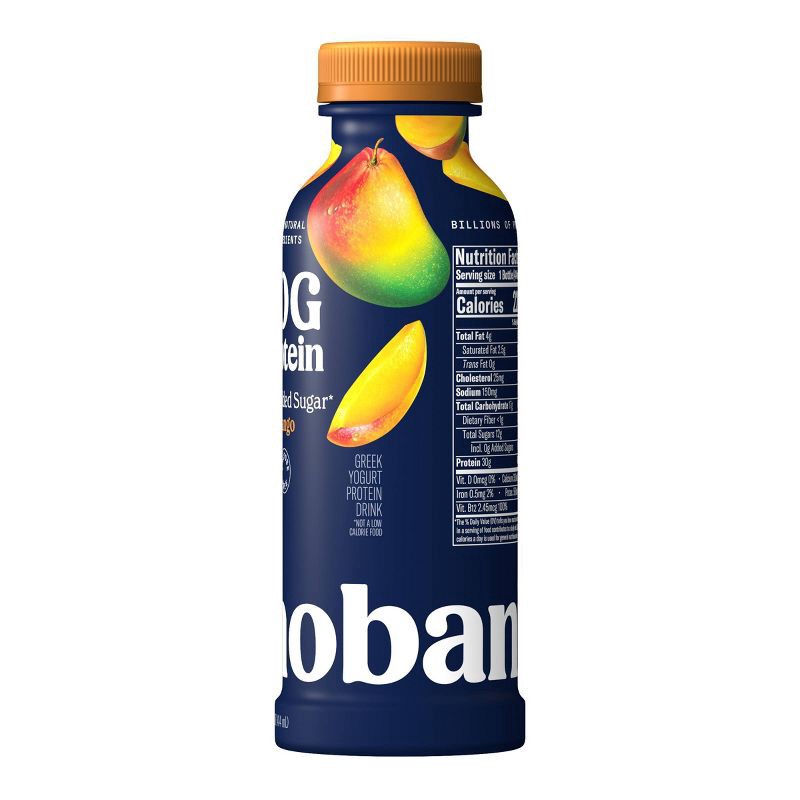 slide 4 of 9, Chobani 30g Protein Mango Greek Probiotic Yogurt Drink - 14 fl oz, 30 gram, 14 fl oz